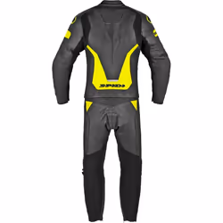 Spidi Laser Touring Costume en cuir de moto deux pièces, noir-jaune, taille 52 pour Hommes
