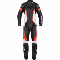 Spidi Laser Touring Deux pièces dames costume en cuir de moto, noir-blanc-rouge, taille 40 pour Femmes
