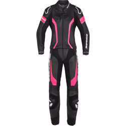 Spidi Laser Touring Deux pièces dames costume en cuir de moto, noir-rose, taille 42 pour Femmes