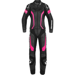 Spidi Laser Touring Deux pièces dames costume en cuir de moto, noir-rose, taille 42 pour Femmes