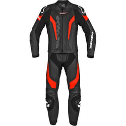 Spidi Laser Touring Costume en cuir de moto deux pièces, noir-rouge, taille 50 pour Hommes