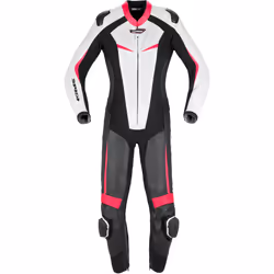 Spidi Track Perforated Pro Costume en cuir de moto pour femmes, noir-blanc-rose, taille 42