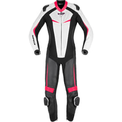 Spidi Track Perforated Pro Costume en cuir de moto pour femmes, noir-blanc-rose, taille 42