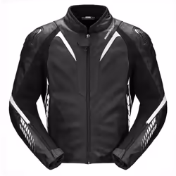 Spidi NKD-1 Veste en cuir de moto, noir-blanc, taille 46 pour Hommes