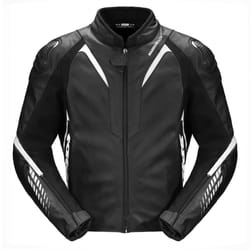 Spidi NKD-1 Veste en cuir de moto, noir-blanc, taille 46 pour Hommes