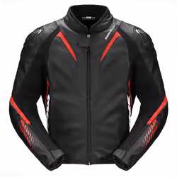 Spidi NKD-1 Veste en cuir de moto, noir-rouge, taille 48 pour Hommes