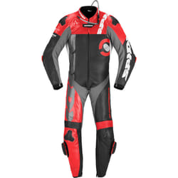 Spidi DP-Progressive Perforated Pro Combinaison en cuir de moto une pièce, noir-rouge, taille 52