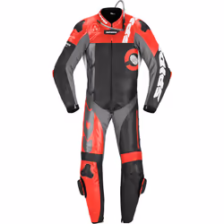 Spidi DP-Progressive Perforated Pro Combinaison en cuir de moto une pièce, noir-rouge, taille 58