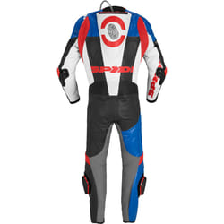 Spidi DP-Progressive Perforated Pro Combinaison en cuir de moto une pièce, noir-rouge-bleu, taille 50
