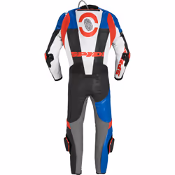 Spidi DP-Progressive Perforated Pro Combinaison en cuir de moto une pièce, noir-rouge-bleu, taille 56