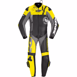 Spidi DP-Progressive Perforated Pro Combinaison en cuir de moto une pièce, noir-jaune, taille 48
