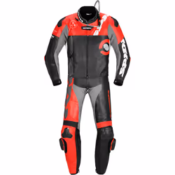 Spidi DP-Progressive Touring Costume deux pièces en cuir de moto, noir-rouge, taille 58 pour Hommes