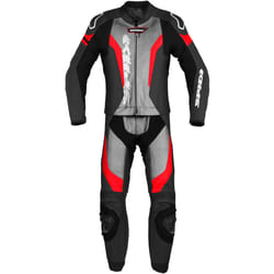 Spidi Laser Touring Costume en cuir de moto deux pièces, noir-gris-rouge, taille 48 pour Hommes
