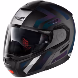 Nolan N90-3 Laneway N-Com Casque, noir-pourpre, taille L pour Hommes