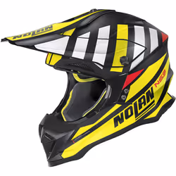 Nolan N53 Cliffjumper Casque de motocross, noir-blanc-jaune, taille L pour Hommes