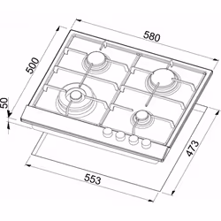 Elleci Style 60 G51 Avoine Intégré 58 cm Gaz 4 zone(s) - Vue supplémentaire 2