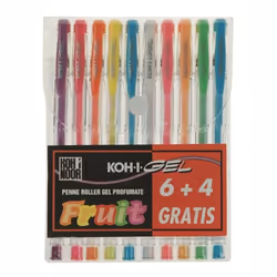 Koh-I-Noor NAGP10P, Stylos à encre gel avec bouchon, Bleu, Vert, Orange, Rose, Rouge, Violet, Blanc, Jaune, Transparent, 0,8  ...
