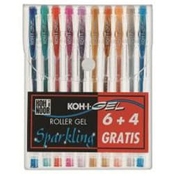Koh-I-Noor NAGP10S stylo à encre gel Stylos à encre gel avec bouchon Bleu, Vert, Gris, Orange, Rose, Rouge 10 pièce(s)