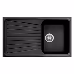 Plados SP0861, Evier encastré, Rectangulaire, Microultragranit, Noir, 1 bols, Rectangulaire