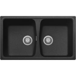 Plados - Evier de cuisine granit a 2 bacs SP8620 Noir Matt