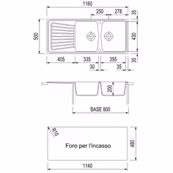 Plados Spazio Evier à poser Rectangulaire Ultraquartz