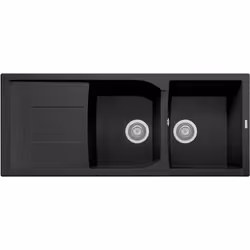 MADE IN ITALY Evier a 2 bacs plus egouttoir, installation standard encastré, 1160x500mm, découpe 1140x480mm Plados S.p.A. est ...