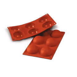 Silikomart Moule silicone 6 demi-sphères, Moule à muffins, 0,48 L, Rouge, Silicone, 35 mm, 7 cm
