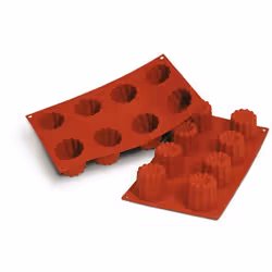 Silikomart Moule silicone, 8 grands cannelés bordelais, Moule à gâteau au beurre, 0,736 L, -60 °C, 230 °C, Rouge, Silicone