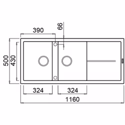 Elleci Unico 500 G48 Evier à poser Rectangulaire Granitek - Vue supplémentaire 2