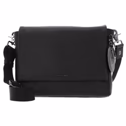 Sac à épaule bandoulière - MANDARINA DUCK - Mellow Leather Messenger - Cuir de veau - Noir - 30x22x9 cm