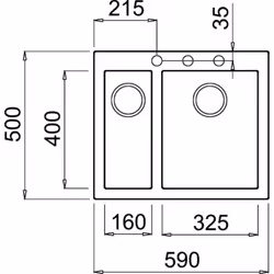 Elleci Quadra 150 G68 Evier à poser Rectangulaire Granitek - Vue supplémentaire 2
