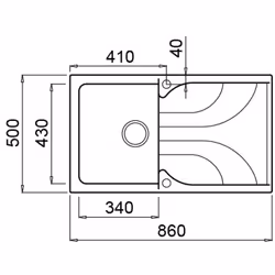 Elleci Ego 400 Evier à poser Rectangulaire Granitek - Vue supplémentaire 2