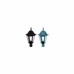 60w IP44 mm.192x192x356h. structure en aluminium peint vert antique verre transparent Pièces par emballage primaire : 6,0 Lar ...