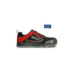 Sparco - Chaussures de travail de se'curite' basses Cup Albert S1P scr N.45 en tissu jacquard noir/rouge ultra-respirant avec embout et renfort Nero