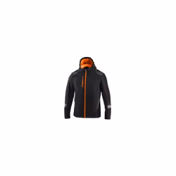 Veste de travail softshell Sparco DC Tech noir/orange fluo Taille. Inserts de renfort M et bandes re'fle'chissantes avec capu ...
