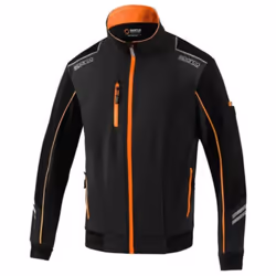 Veste technique coupe-vent Sparco Austin tech light shell taille XL veste noir/orange fluo avec fermeture e'clair e'tanche, i ...