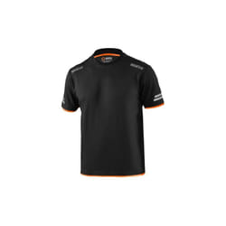 Sparco - T-shirt Tech Tucson en coton et polyester couleur Noir/Orange Fluo taille m avec bandes re'fle'chissantes haute visibilite' avec effet