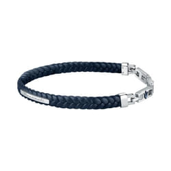 Bracelet Homme Maserati JEWELS en Acier et Cuir Recyclé - Bleu - Longueur 225