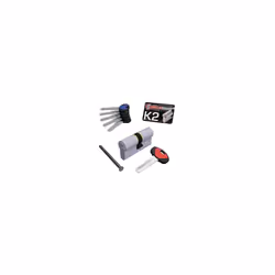 Cylindre profilé européen 30x30 mm (3200CCS30301X5) 10 broches Clé plate réversible 1 clé de chantier 5 clés en laiton nickel ...