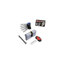 Cylindre profile' K2 3200-C 5 cle's 30+35 en laiton nickele' satine' anti-percage