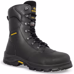 Chaussure de sécurité montante de type rando-tout terrain, coloris noir. Tige en cuir pleine fleur lisse hydrofuge épaisseur  ...
