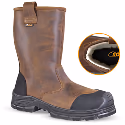 Botte de sécurité, style outdoor, adaptée au secteur du bâtiment. Coloris marron / noir. Hauteur de la tige 25 cm (pointure 4 ...