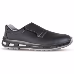 Chaussure de sécurité basse de type loafer conçue avec une technologie anti-fatigue, coloris blanc. Tige en microfibre, facil ...