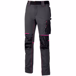 Pantalon de travail Stretch multipoches Femme ATOM - Gris/Fuchsia M - FR (42) - EU (48)