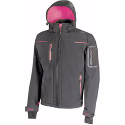 Veste de travail softshell doublé micro polaire Femme SPACE - Gris/Fuchsia XS