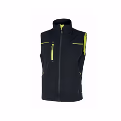 U-Power Style Saturn, Gilet, Homme, Noir, Vert, 4XL, 5 pochettes, Fermeture à glissière