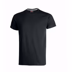 T-Shirt 100% coton cardé. Col côtelé extensible, bande de propreté intérieur blanche.