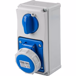 Presa interbloccata verticale per uso industriale 16A 2P+T 220V. Prise verticale verrouillée pour usage industriel 16A 2P+T 2 ...