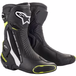 Alpinestars SMX Plus v2 Bottes de moto, noir-blanc-jaune, taille 36 pour Hommes