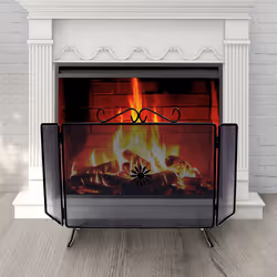 Pare-A tincelles avec 3 portes torsadA es pour cheminA e en fer forgA cm 100x50 h